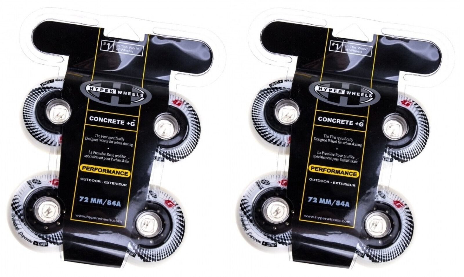 Hyper Wheels Concrete +Grip Performance Outdoor 4er oder 8er Set Rollen - 72mm / 84 A white