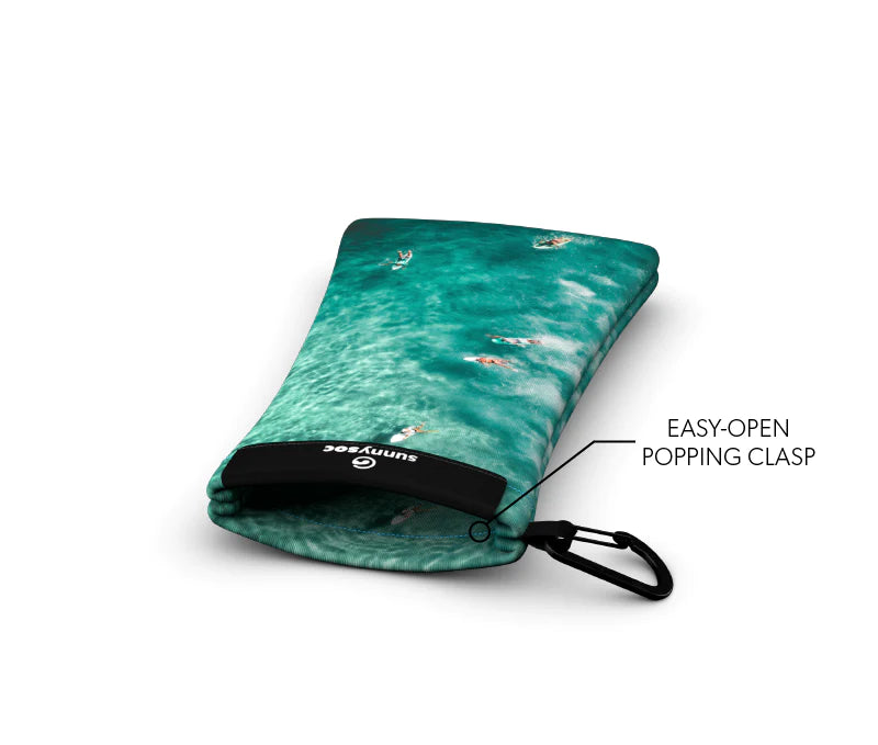Sunnysoc Surfers Schutzhülle für Brillen, Handys, Smartphones Tasche Beute Case Handybeutel mit Karabinerhaken Brillenetui Schnappverschluss j23