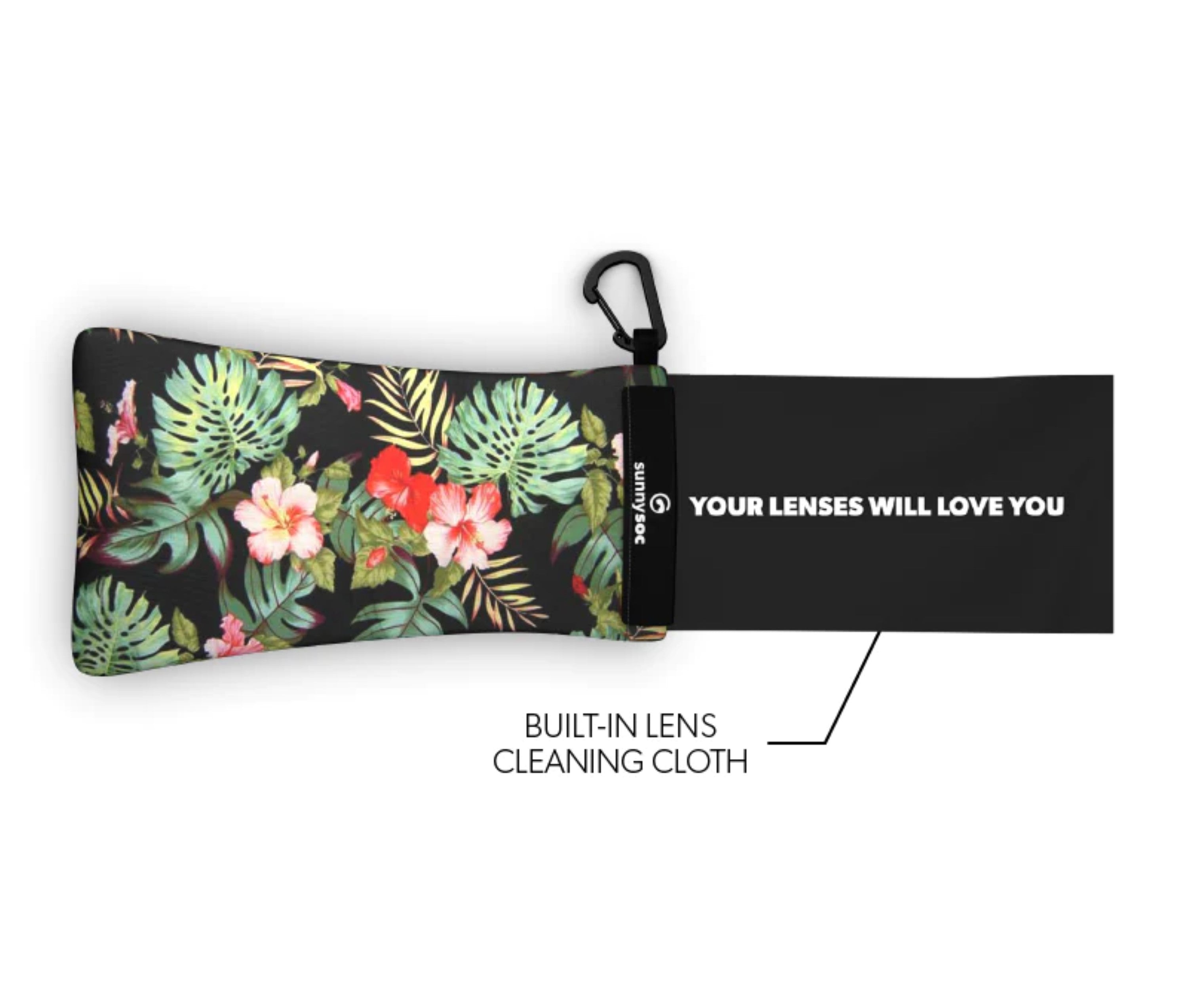 Sunnysoc Hawaiian Etui Brille Sonnenbrille Handy Tasche Schutzhülle Beutel Sack mit Karabinerhaken Brillenetui Schnappverschluss j23