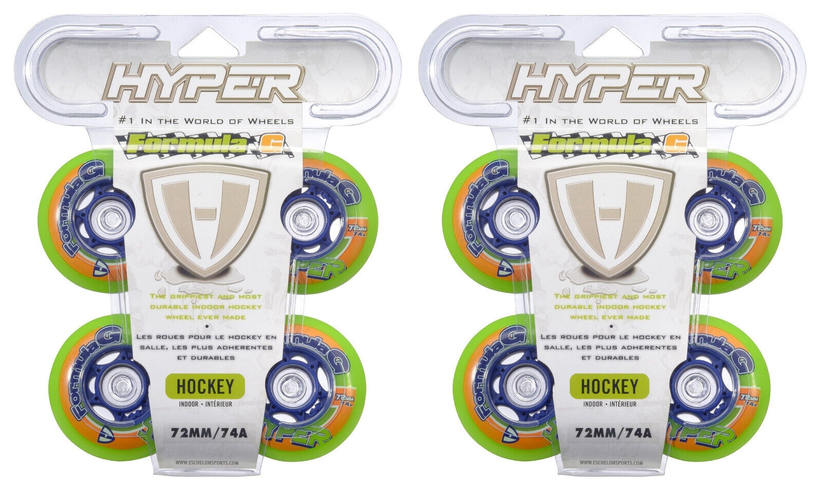 Hyper Inline Wheels Formula G Hockey Indoor 4er oder 8er Set Rollen - 72mm / 74 A lime green blue
