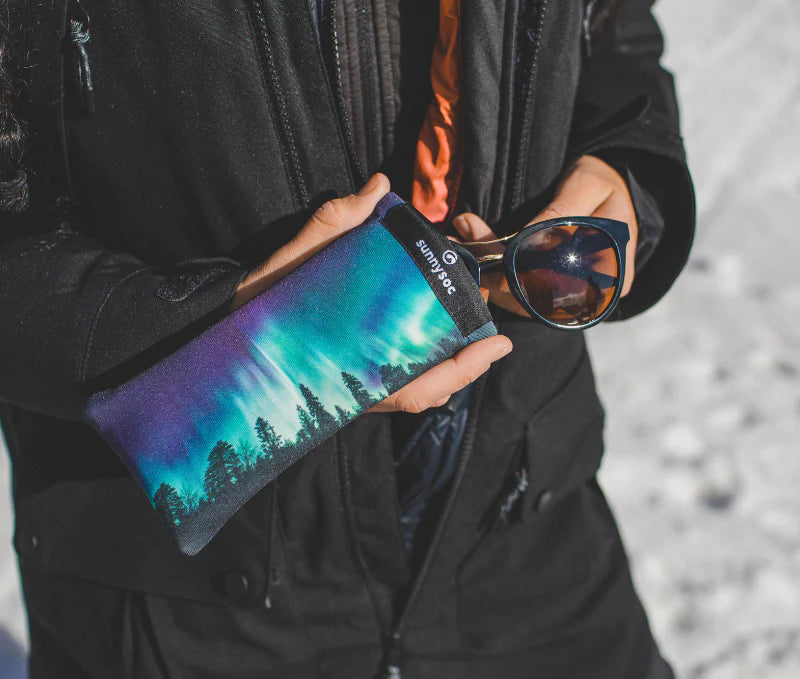 Sunnysoc Aurora Schutzhülle für Brillen, Handys, Smartphones Tasche Beute Case Handybeutel mit Karabinerhaken Brillenetui Schnappverschluss j23