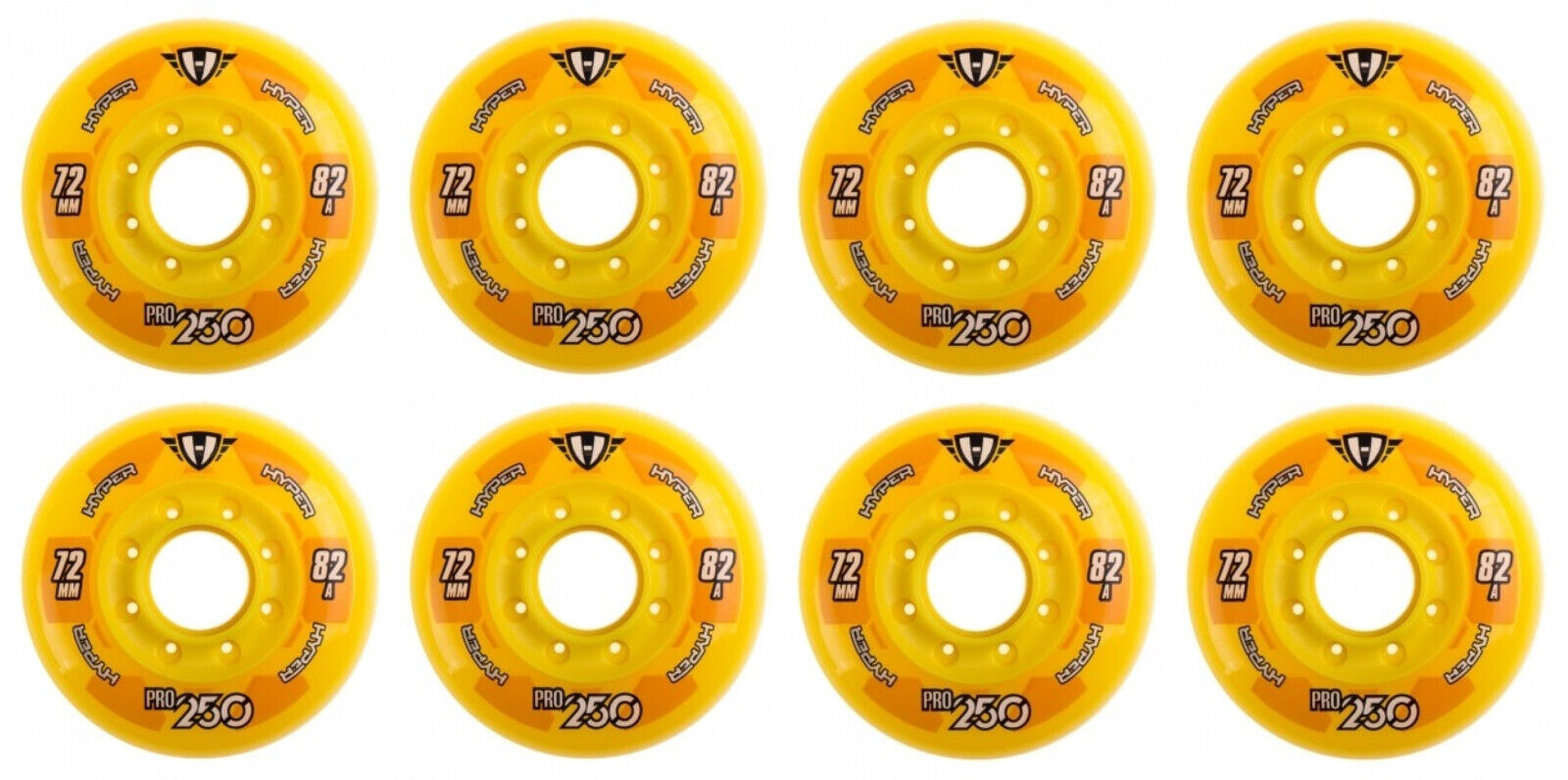 Hyper Inline Wheels Pro 250 Hockey Outdoor 4er oder 8er Set Rollen - 72mm / 82 A yellow
