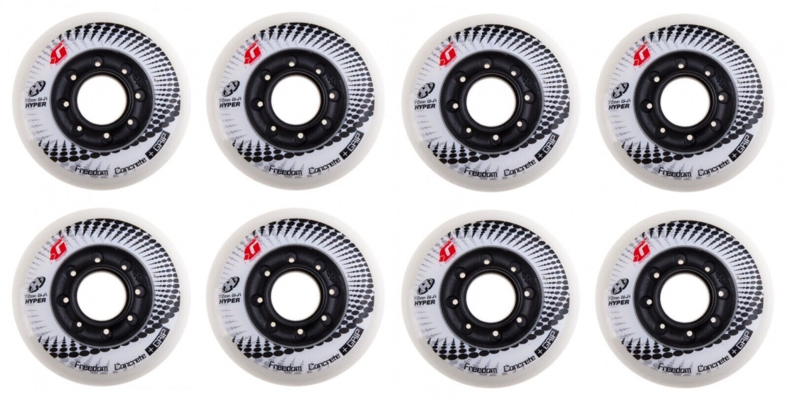 Hyper Wheels Concrete +Grip Performance Outdoor 4er oder 8er Set Rollen - 72mm / 84 A white