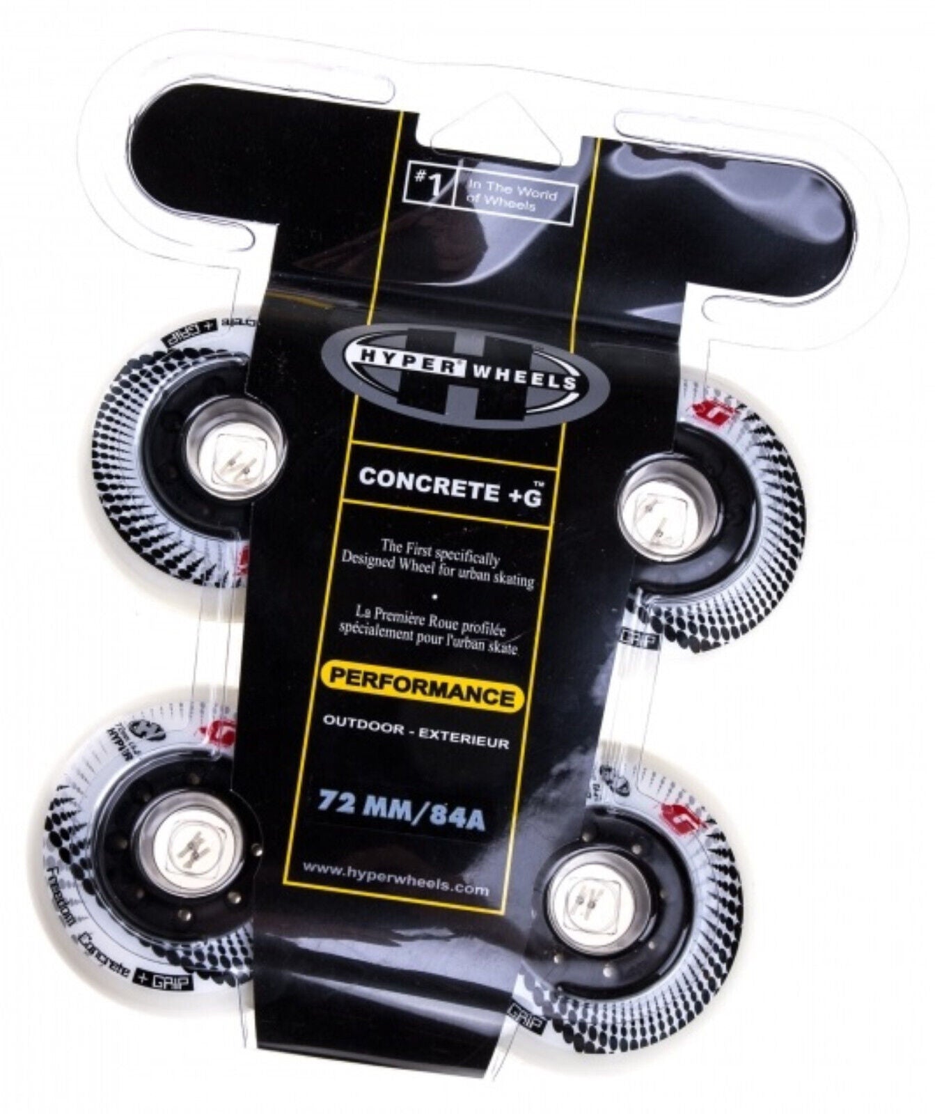 Hyper Wheels Concrete +Grip Performance Outdoor 4er oder 8er Set Rollen - 72mm / 84 A white