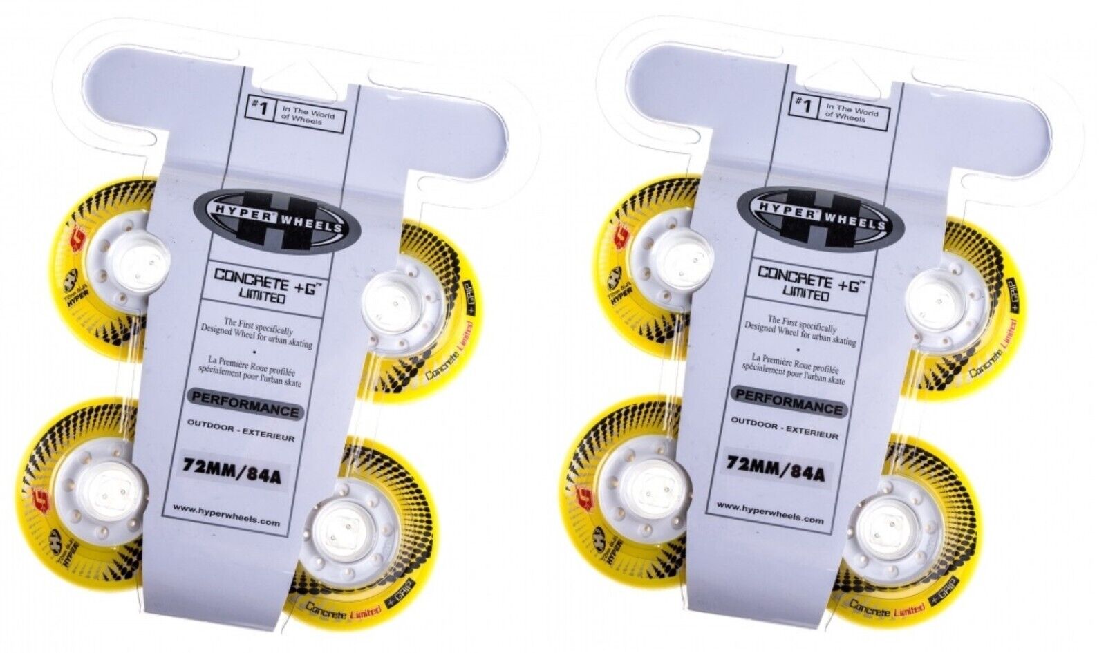 Hyper Wheels Concrete +Grip Limited Performance Outdoor 4er oder 8er Set Rollen - 72mm / 84 A yellow