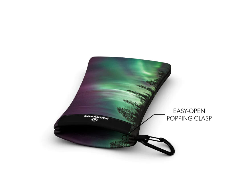 Sunnysoc Aurora Schutzhülle für Brillen, Handys, Smartphones Tasche Beute Case Handybeutel mit Karabinerhaken Brillenetui Schnappverschluss j23