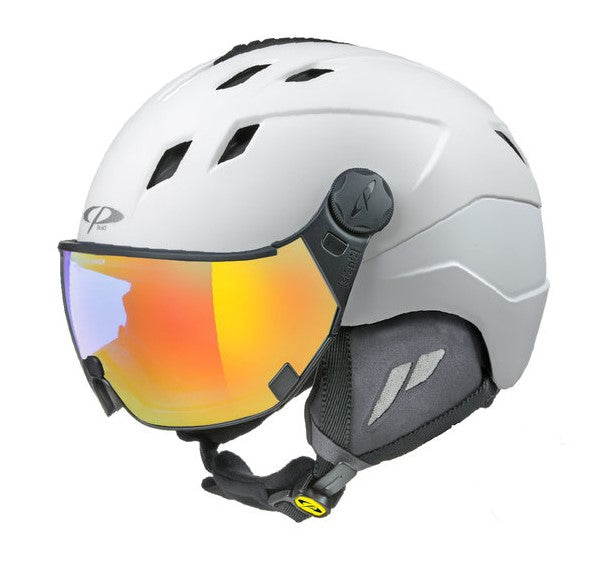 CP CORAO+ Skihelm white shiny Visier CP 20 vario red lens water pink mirror Unisex