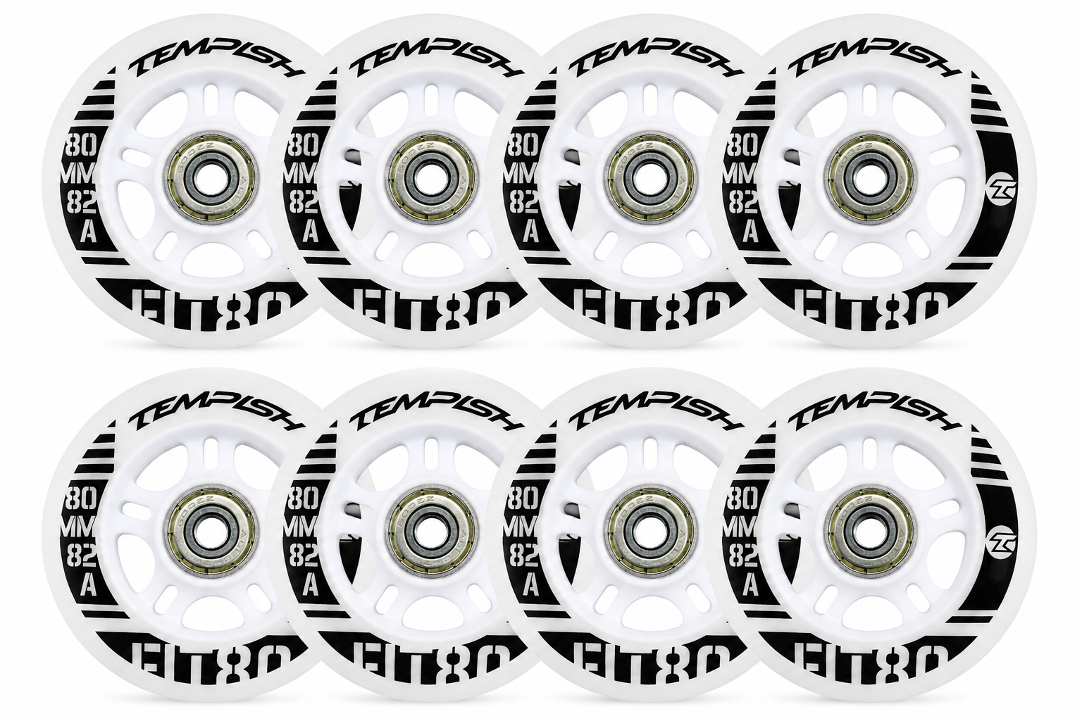 Tempish FIT 80 Inlinerollen 80mm 82A 4er/8er Set ABEC5 + 6mm SPACER montiert