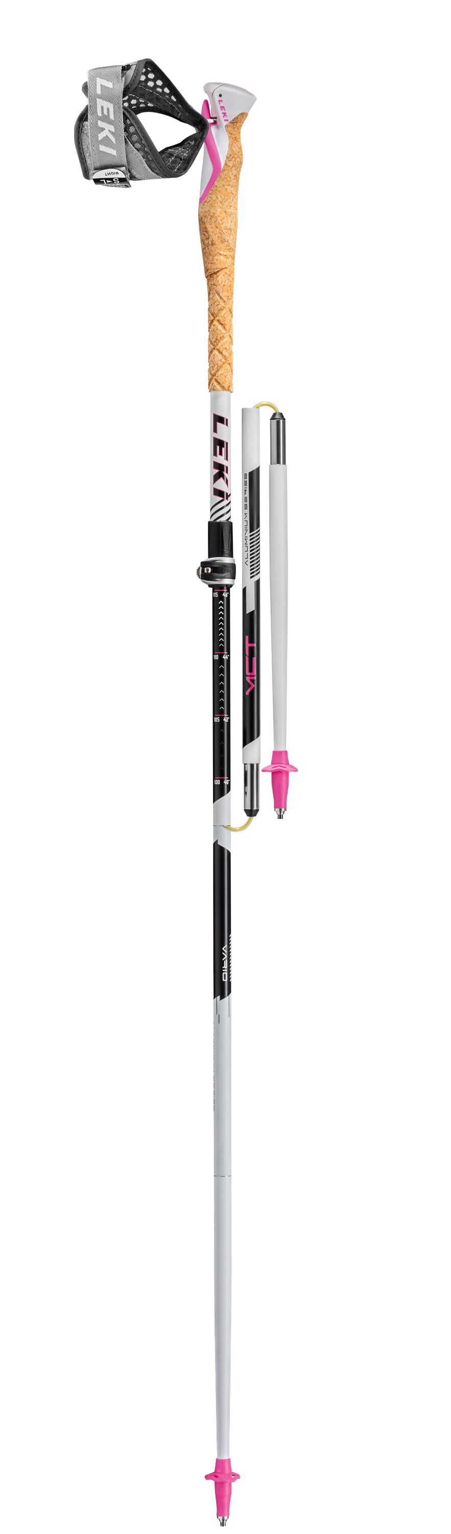 LEKI Stöcke MCT Vario TA Women Cross Trail 100-120cm weiß-schwarz-pink Trekking Wanderstöcke
