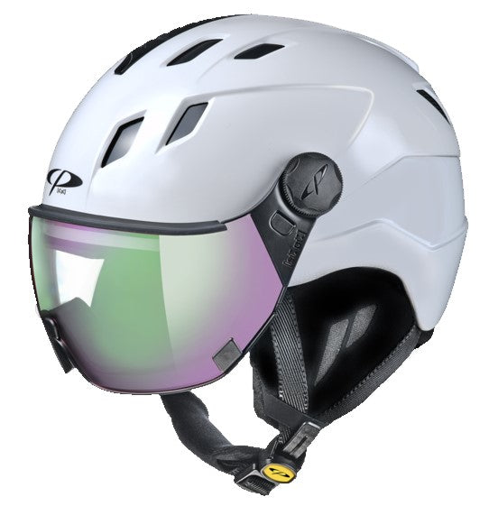 CP CORAO + Ski-Snowboardhelm mit Visier white shiny mit dl vario wp mirror Visier Unisex
