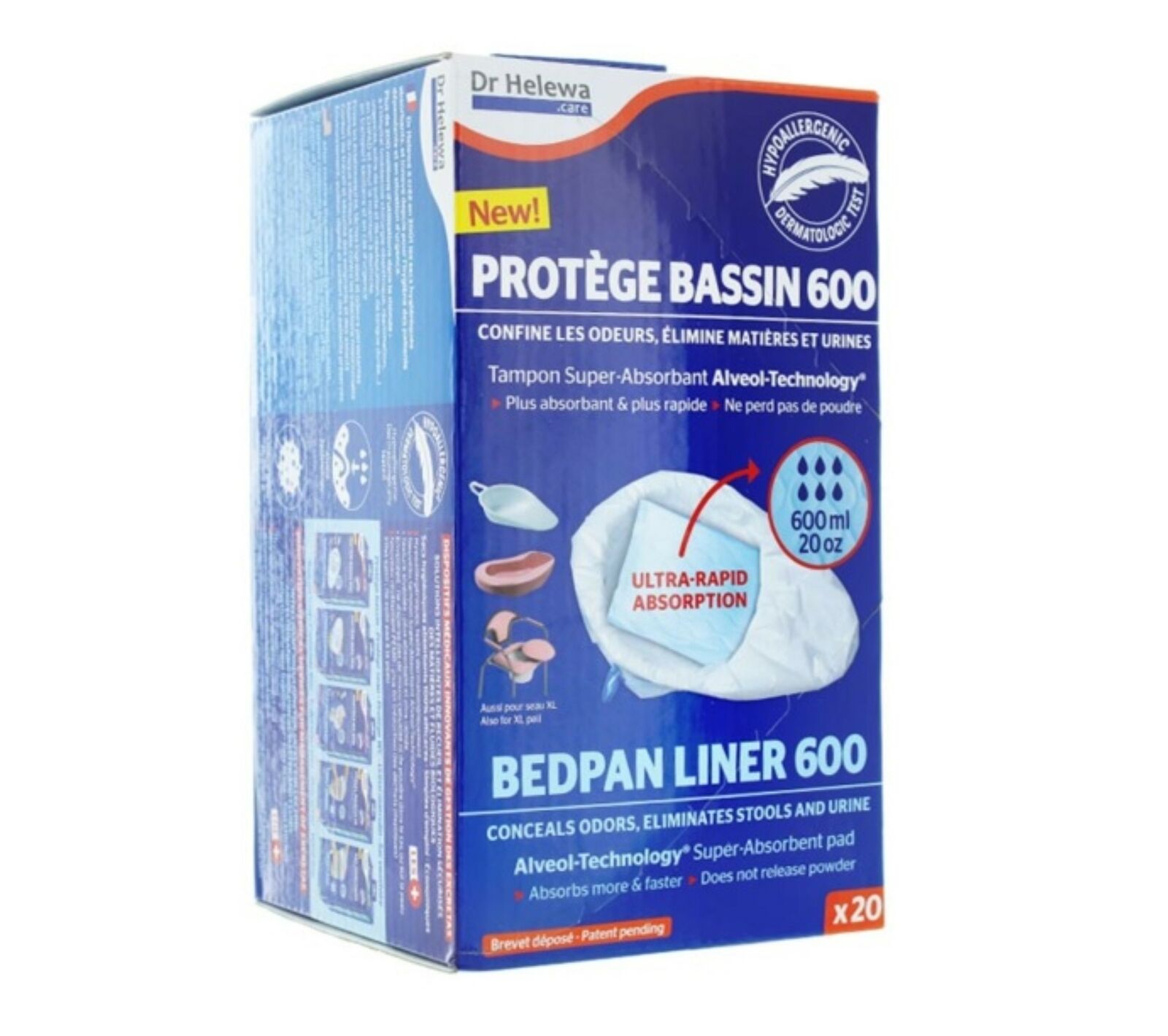 Dr. Helewa BEDPAN LINER 600 Bettpfannenbeutel Reisetoilette Notfall-WC