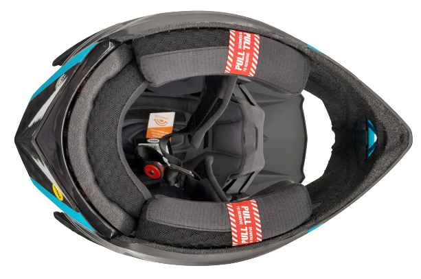 Bell BS FULL-10 SPHERICAL MIPS Full Face Fahrradhelm matte white blue shiny carbon Gr. M (55-57 cm) Unisex