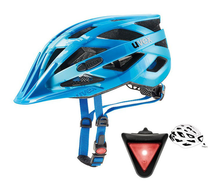 Uvex I-VO CC mit LED Licht Fahrradhelm light blue mat mit Rücklicht Un