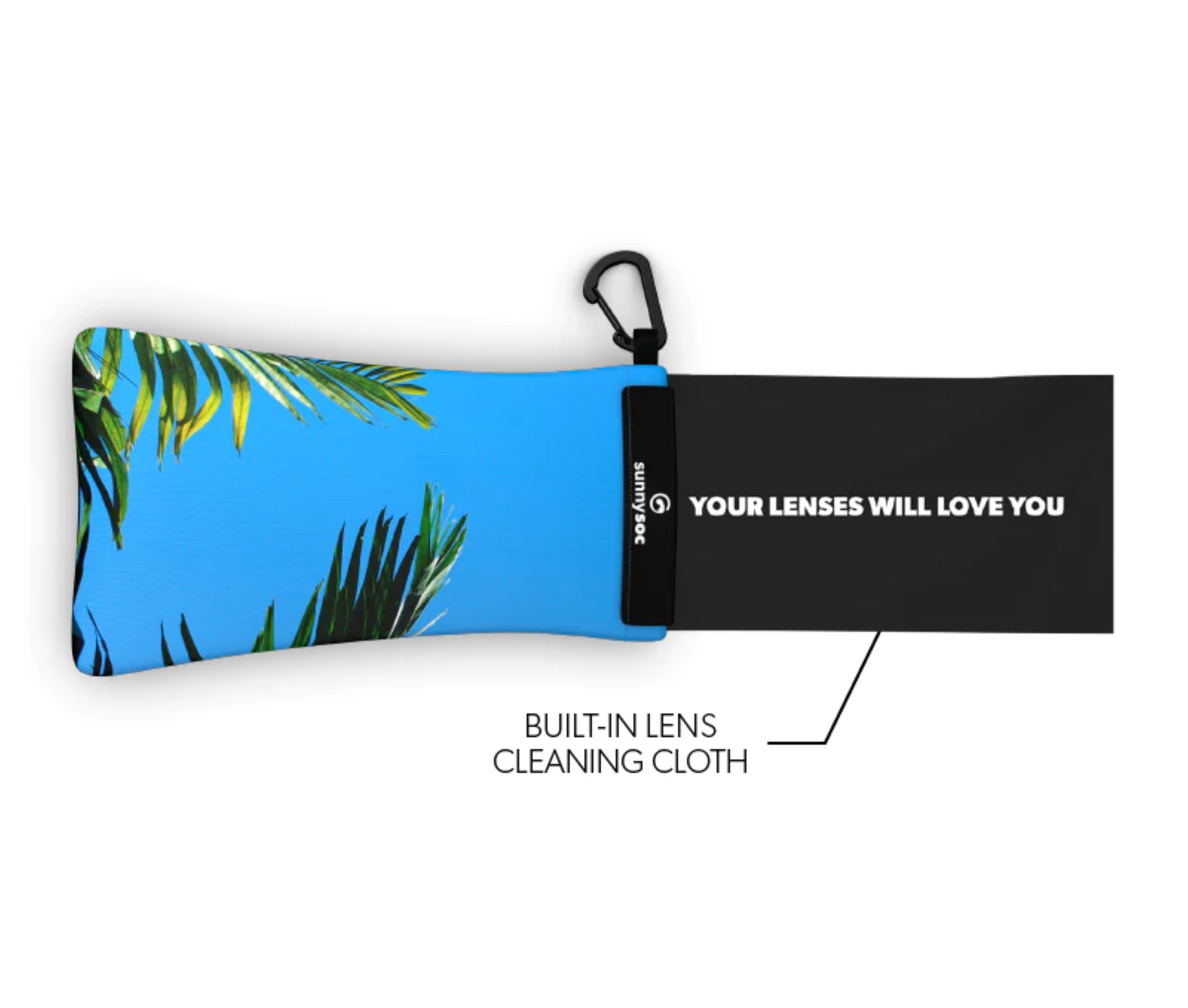 Sunnysoc PALM Etui Brille Sonnenbrille Handy Tasche Schutzhülle Beutel Sack mit Karabinerhaken