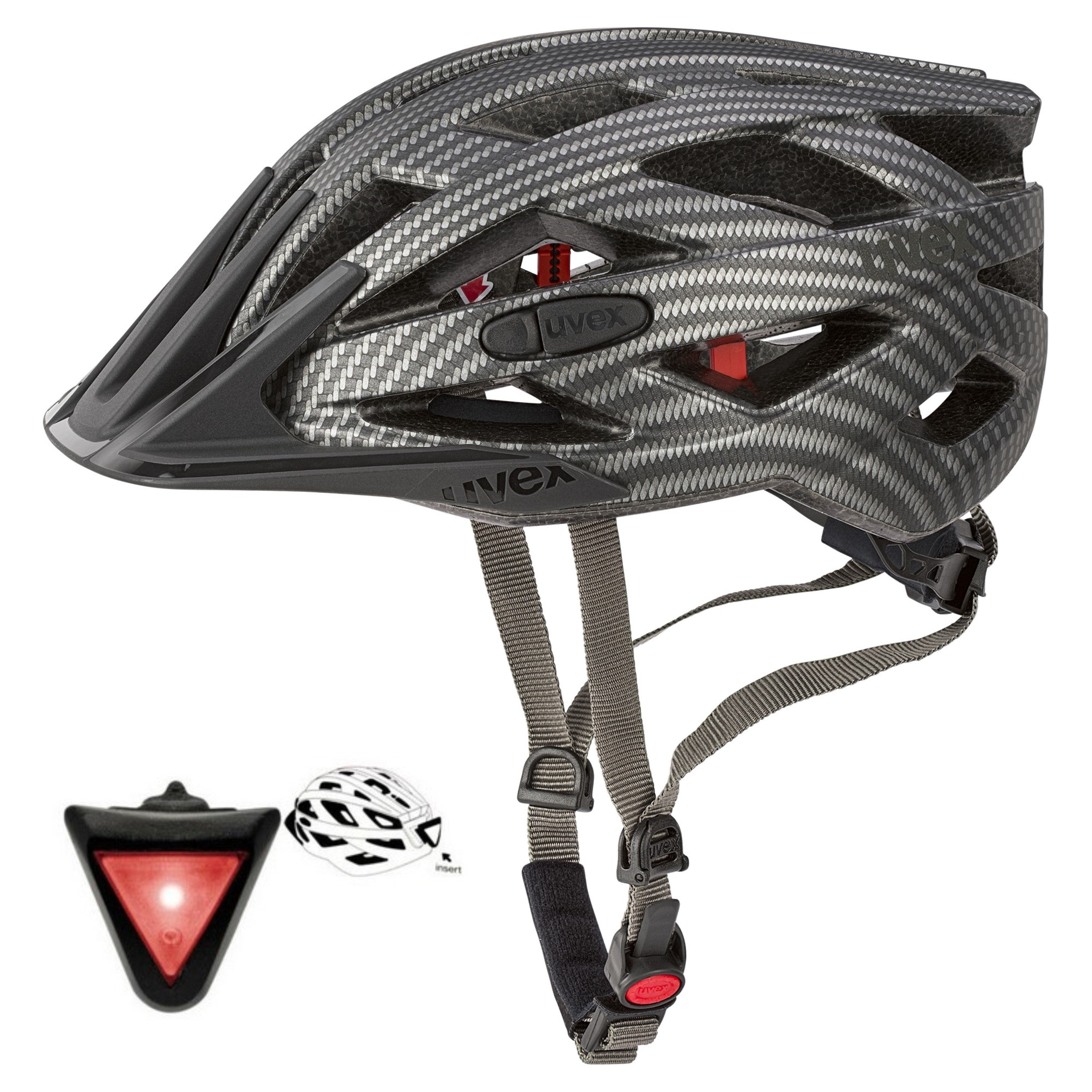 fahrradhelm uvex licht Uvex I-VO CC mit LED Licht Fahrradhelm carbon look black mat mit Rückl