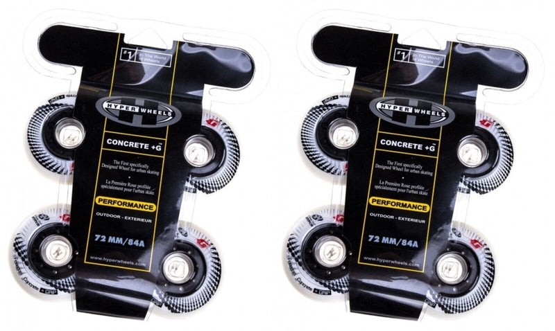 Hyper Wheels Concrete +Grip Performance Outdoor 4er oder 8er Set Rollen - 72mm / 84 A white