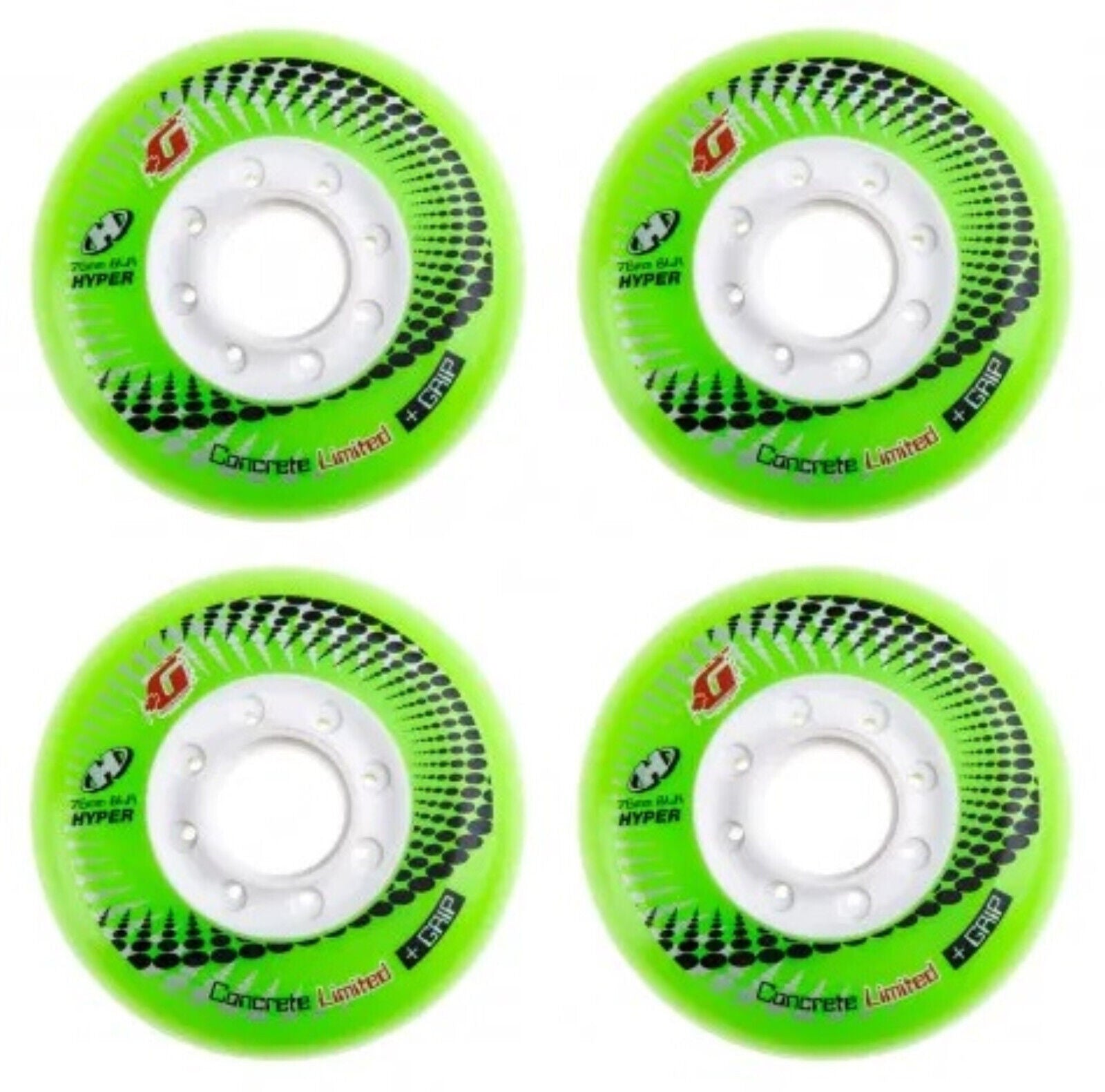Hyper Wheels Concrete +Grip Limited Performance Outdoor 4er oder 8er Set Rollen - 76mm / 84 A neon green