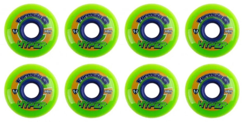 Hyper Inline Wheels Formula G Hockey Indoor 4er oder 8er Set Rollen - 68mm / 74 A lime green blue