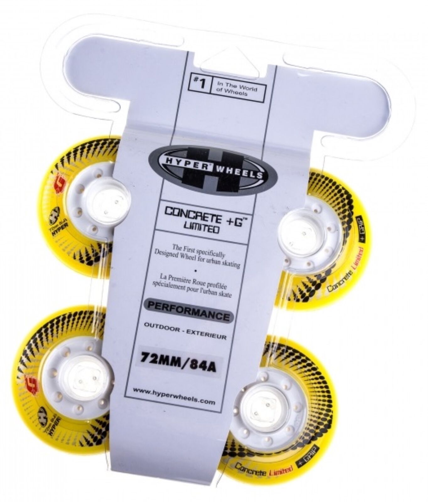 Hyper Wheels Concrete +Grip Limited Performance Outdoor 4er oder 8er Set Rollen - 76mm / 84 A yellow