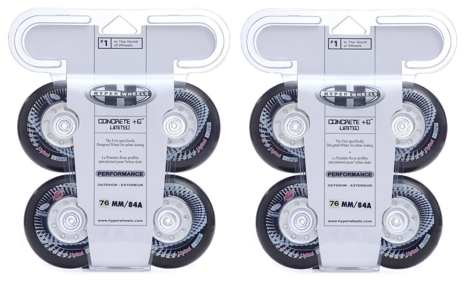 Hyper Wheels Concrete +Grip Limited Performance Outdoor 4er oder 8er Set Rollen - 76mm / 84 A black