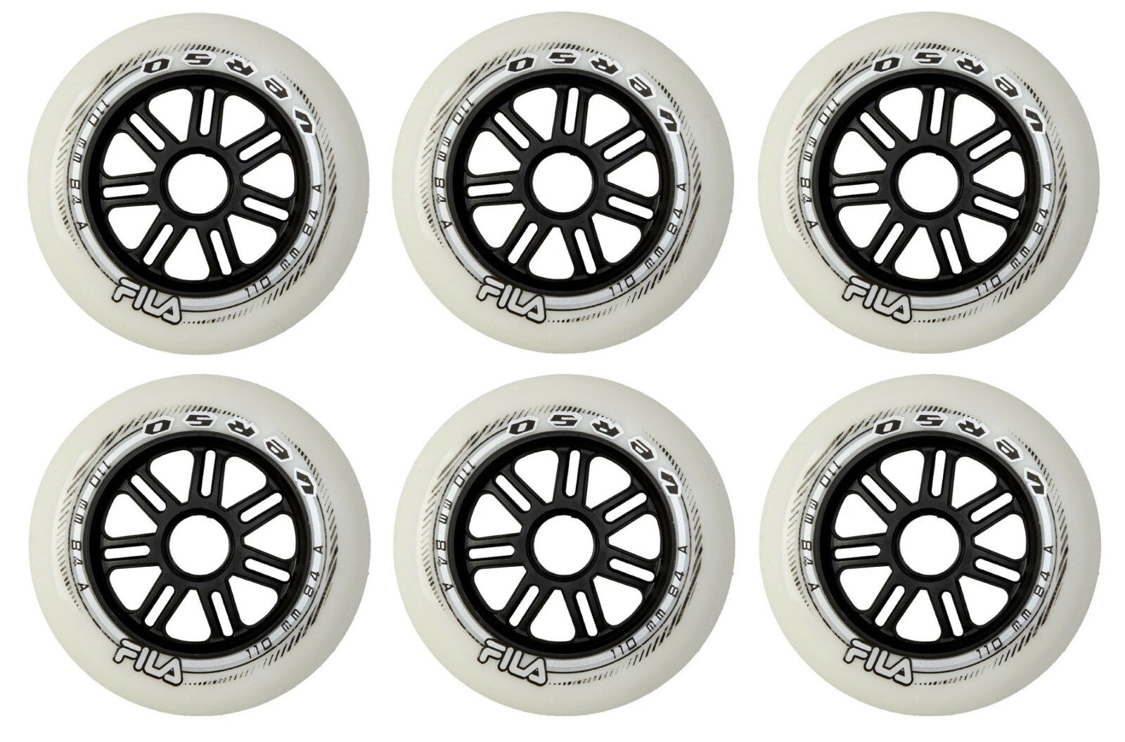 FILA Verso Wheels Inline Räder Skates 4er, 6er oder 8er Set Rollen - 110mm / 84 A white j24