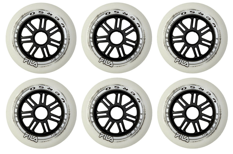 FILA Verso Wheels Inline Räder Skates 4er, 6er oder 8er Set Rollen - 110mm / 84 A white j24