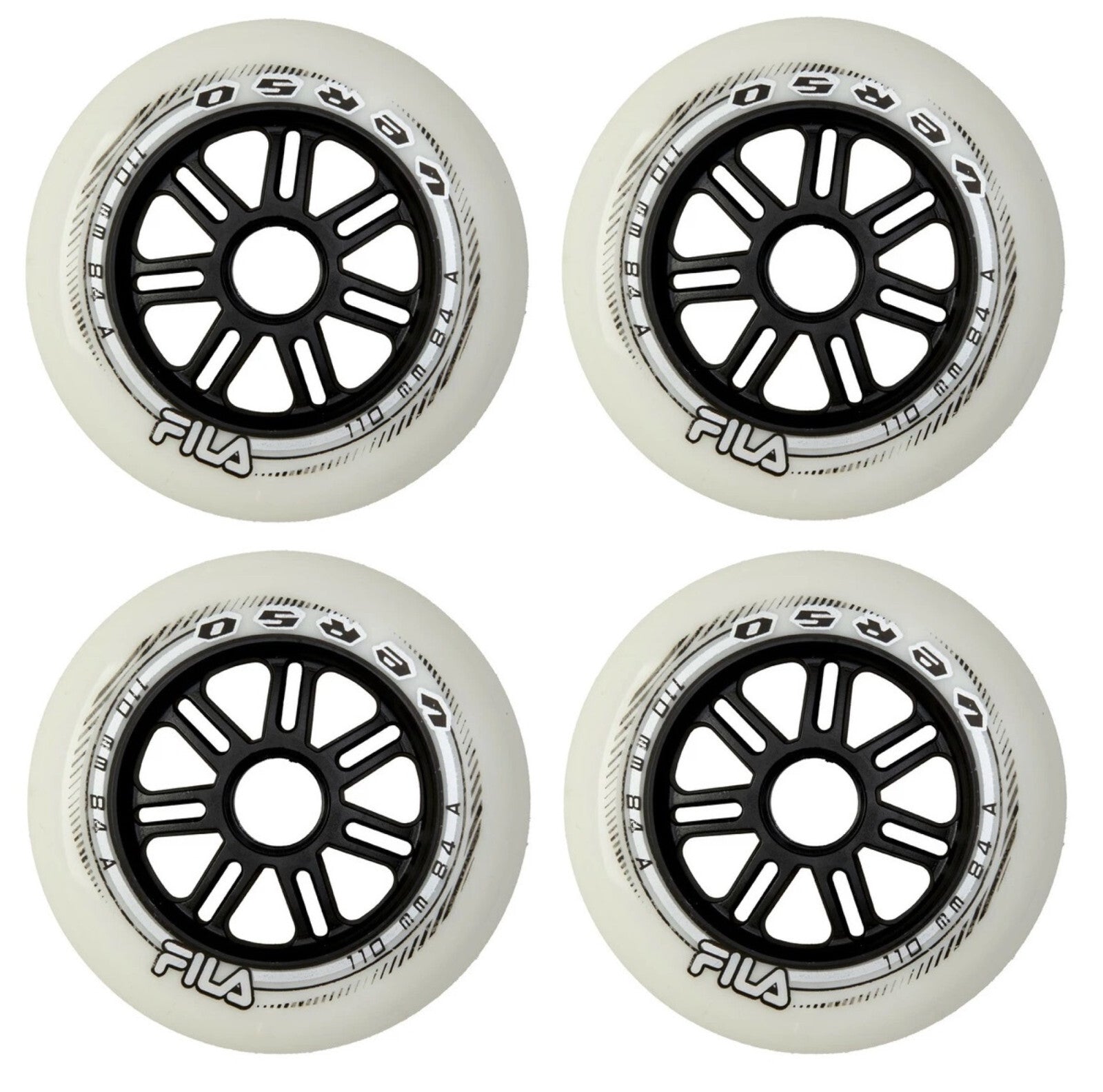 FILA Verso Wheels Inline Räder Skates 4er, 6er oder 8er Set Rollen - 110mm / 84 A white j24