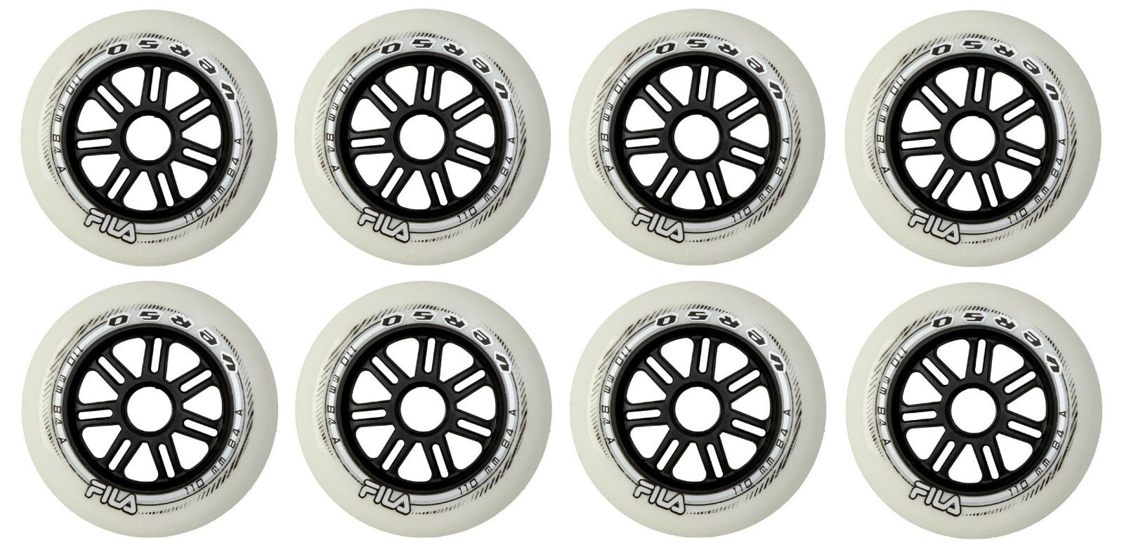 FILA Verso Wheels Inline Räder Skates 4er, 6er oder 8er Set Rollen - 110mm / 84 A white j24