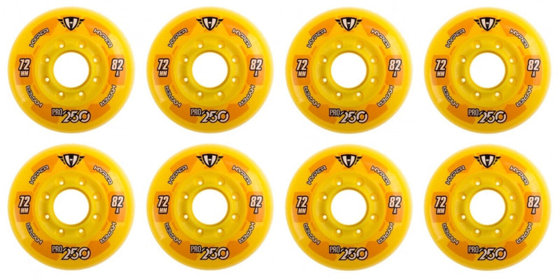 Hyper Inline Wheels Pro 250 Hockey Outdoor 4er oder 8er Set Rollen - 72mm / 82 A yellow