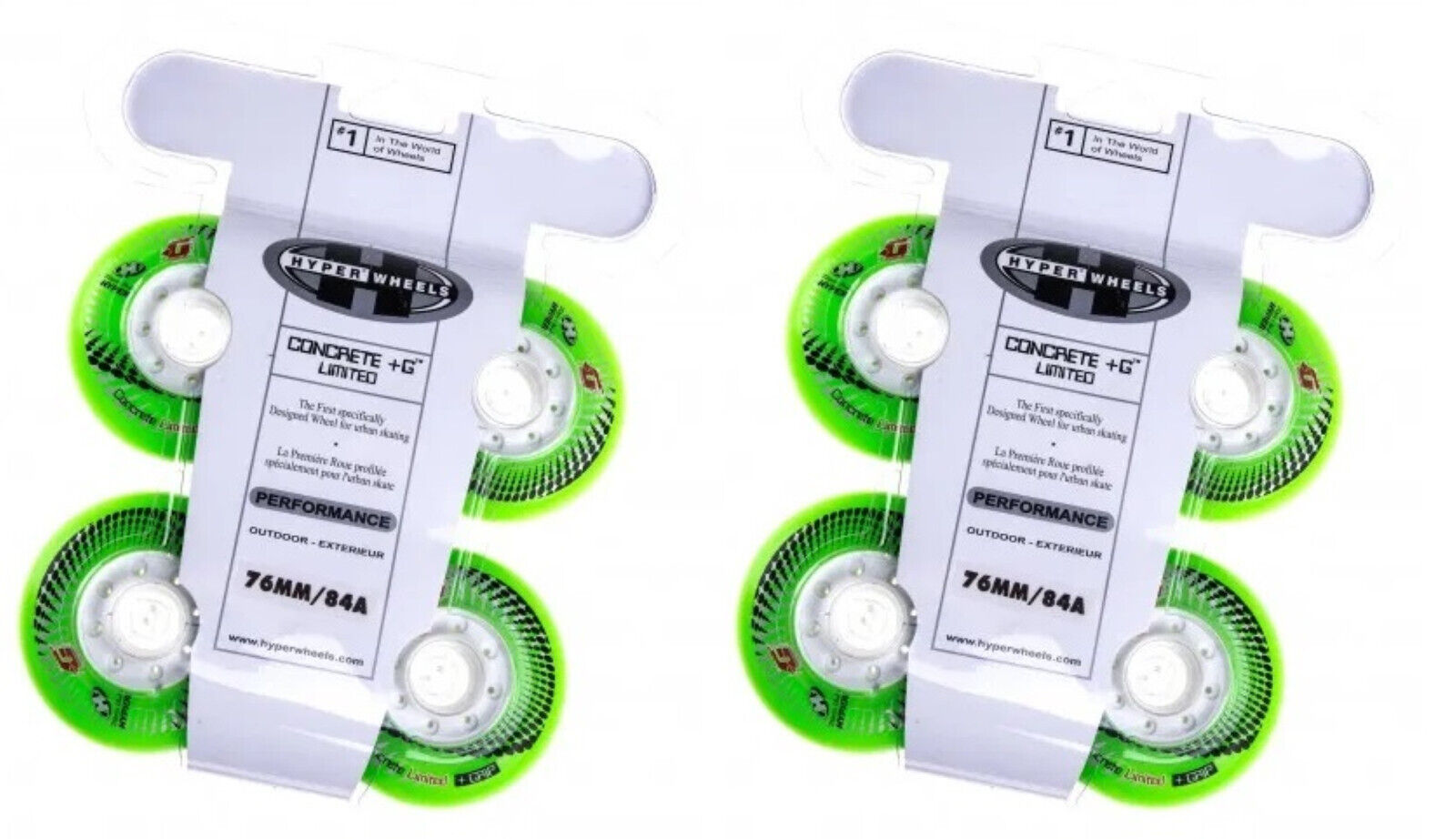Hyper Wheels Concrete +Grip Limited Performance Outdoor 4er oder 8er Set Rollen - 76mm / 84 A neon green