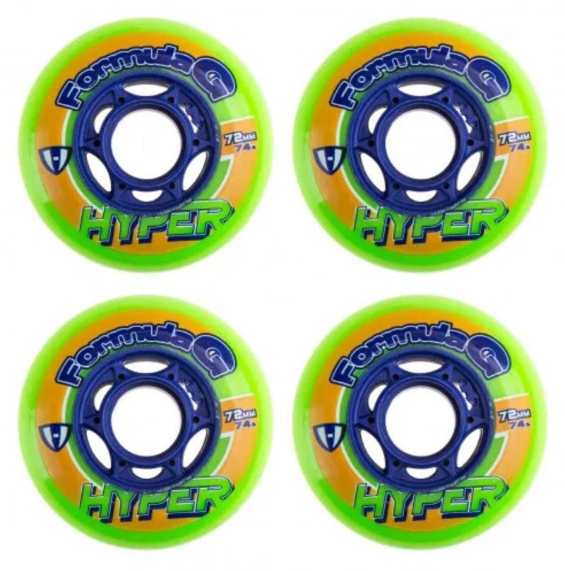 Hyper Inline Wheels Formula G Hockey Indoor 4er oder 8er Set Rollen - 72mm / 74 A lime green blue