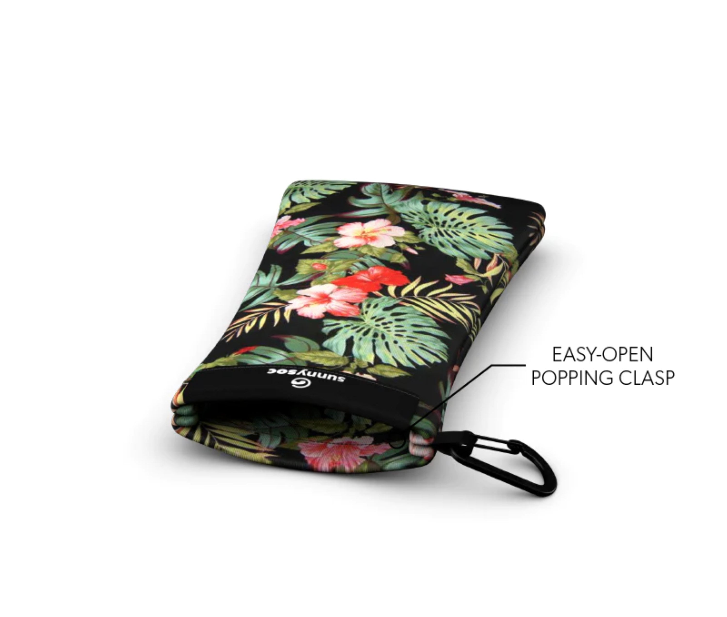Sunnysoc Hawaiian Etui Brille Sonnenbrille Handy Tasche Schutzhülle Beutel Sack mit Karabinerhaken Brillenetui Schnappverschluss j23