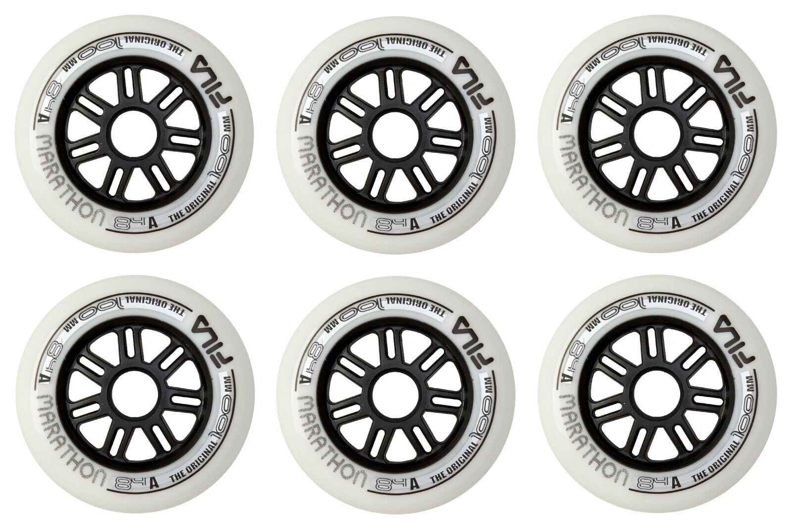 FILA Marathon Skates Fitness Wheels Inline Räder 4er, 6er oder 8er Set Rollen - 100mm / 84 A white