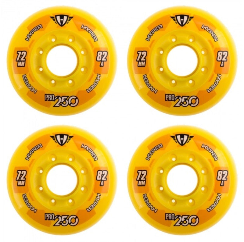 Hyper Inline Wheels Pro 250 Hockey Outdoor 4er oder 8er Set Rollen - 72mm / 82 A yellow