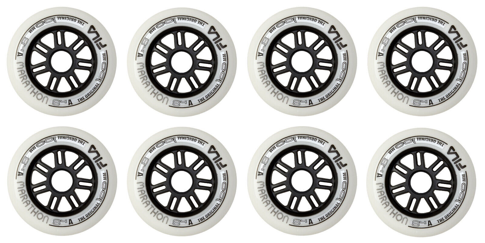 FILA Marathon Skates Fitness Wheels Inline Räder 4er, 6er oder 8er Set Rollen - 100mm / 84 A white