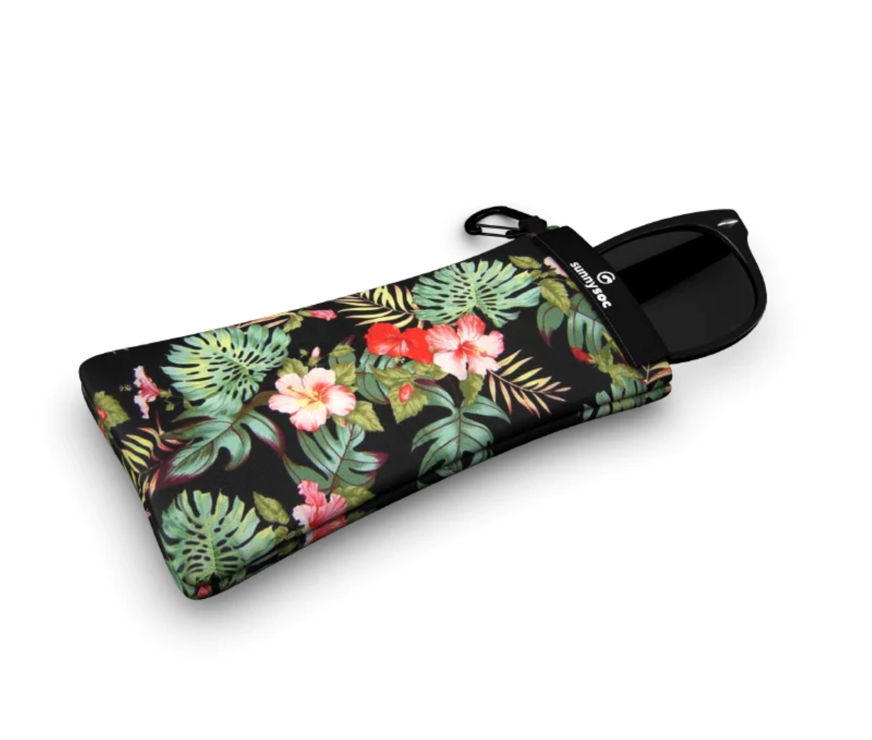 Sunnysoc Hawaiian Etui Brille Sonnenbrille Handy Tasche Schutzhülle Beutel Sack mit Karabinerhaken Brillenetui Schnappverschluss j23