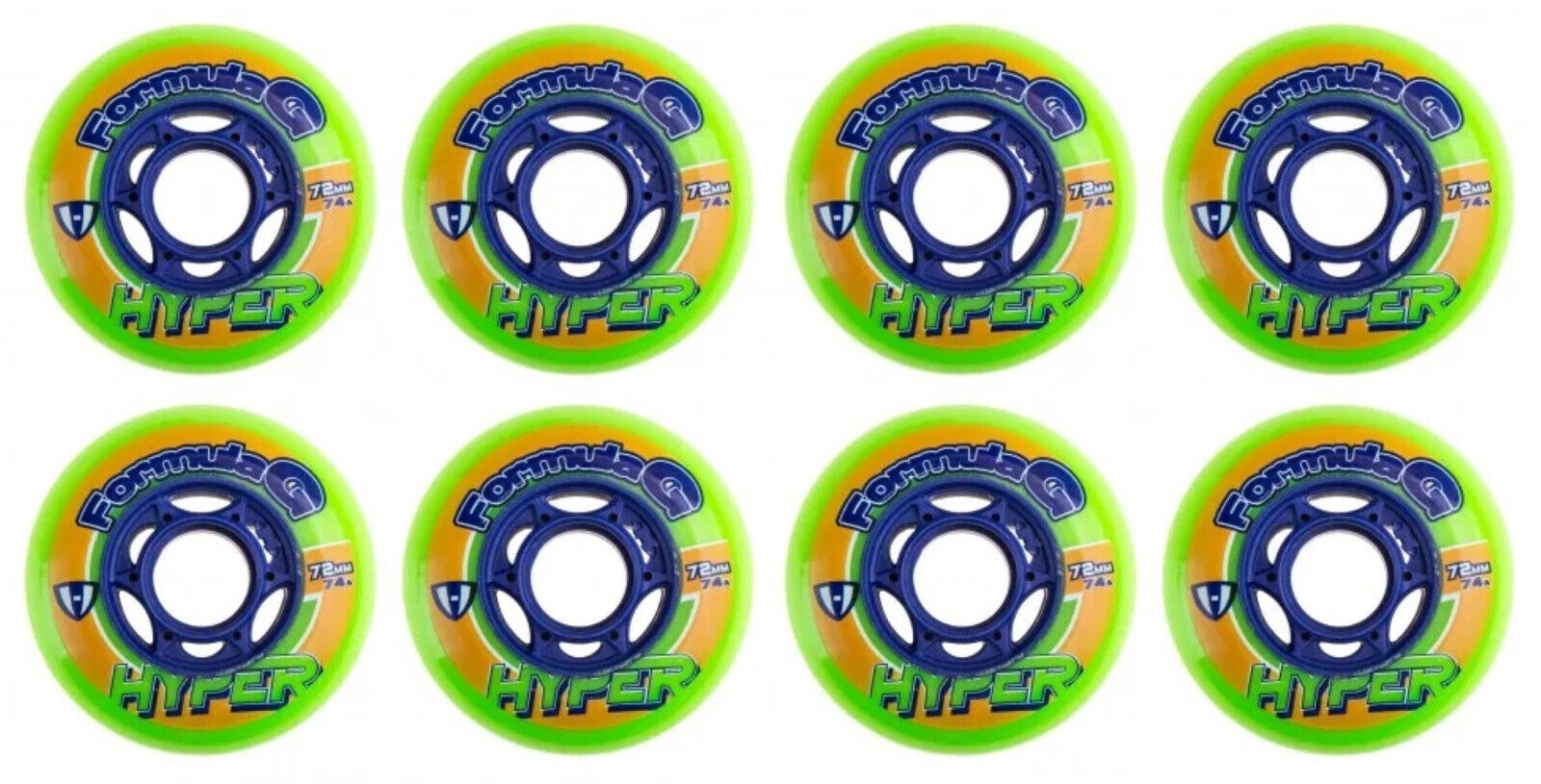 Hyper Inline Wheels Formula G Hockey Indoor 4er oder 8er Set Rollen - 72mm / 74 A lime green blue