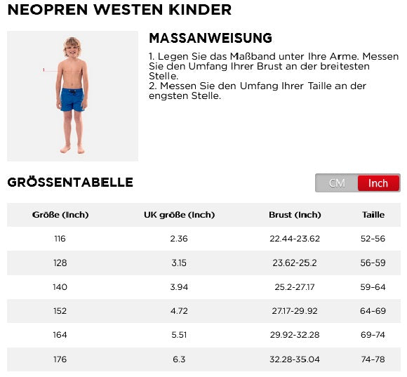 Jobe Neopren Red Kinder Schwimmweste Red Weste Vest