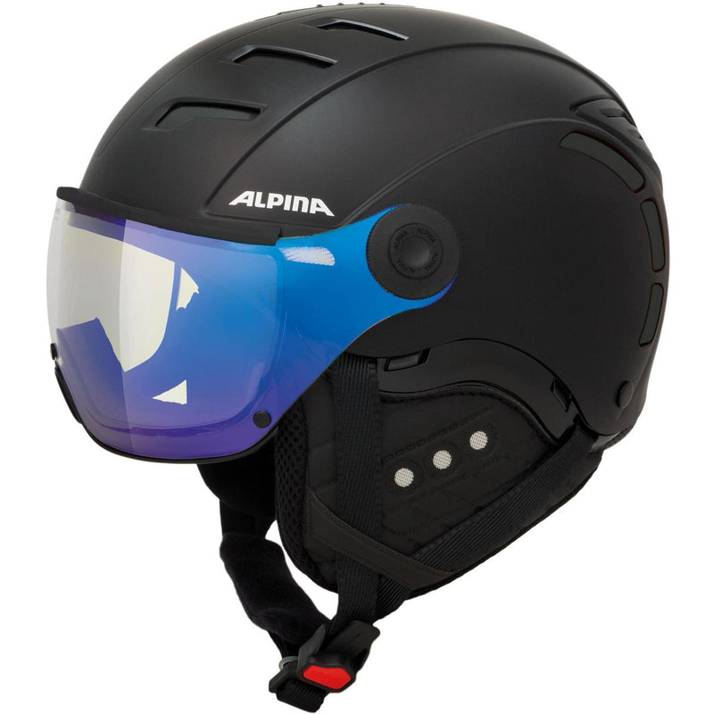 Alpina Jump 2.0 V Skihelm Helm Ski Helmet Snowboardhelm Schutzhelm Wintersport black matt - blaue Scheibe - Unisex