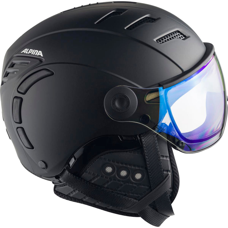 Alpina Jump 2.0 V Skihelm Helm Ski Helmet Snowboardhelm Schutzhelm Wintersport black matt - blaue Scheibe - Unisex