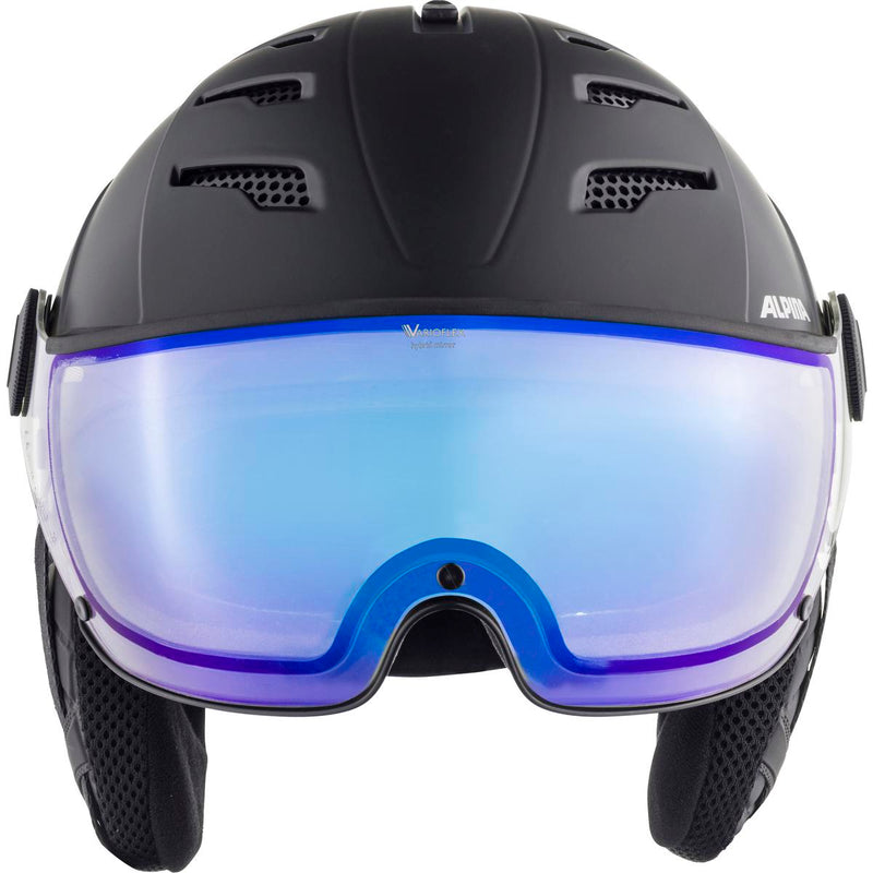 Alpina Jump 2.0 V Skihelm Helm Ski Helmet Snowboardhelm Schutzhelm Wintersport black matt - blaue Scheibe - Unisex