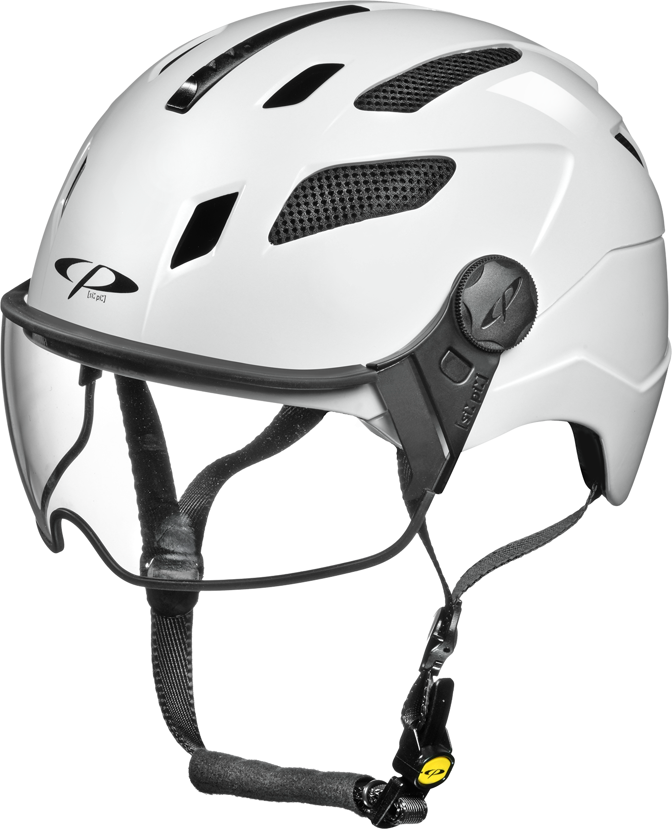 CP Chimayo + Urban Fahrradhelm mit Visier (clear) - Radhelm Bikehelm Schutzhelm Fahrrad Bike Helm Unisex white shiny j23