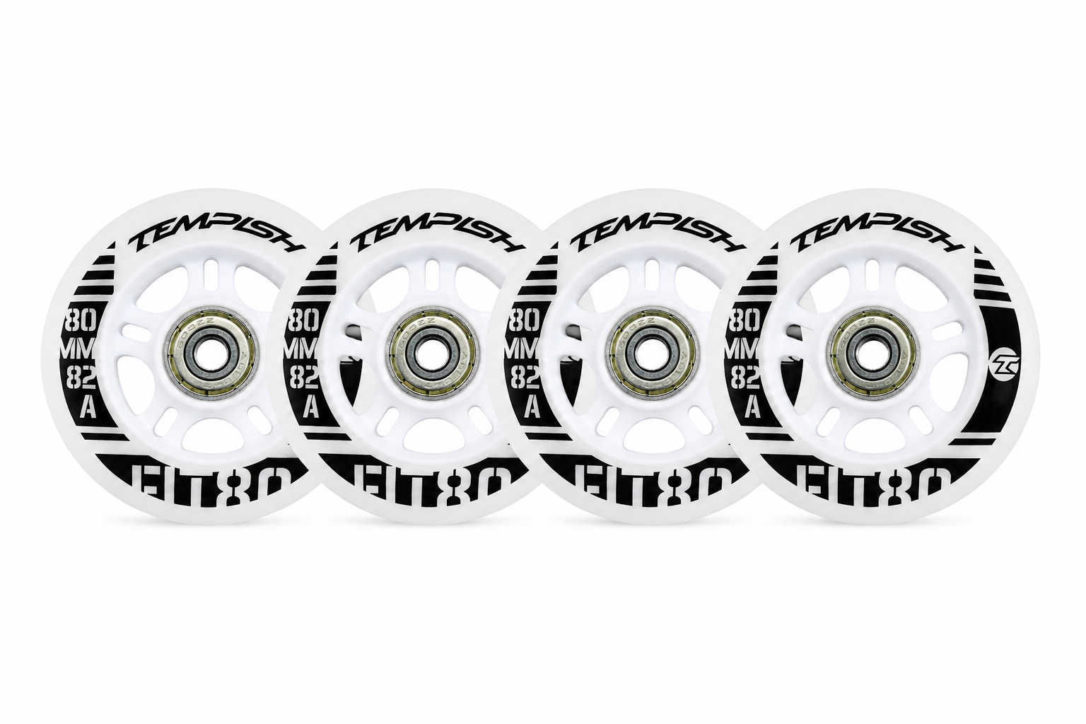 Tempish FIT 80 Inlinerollen 80mm 82A 4er/8er Set ABEC7 + 8mm SPACER montiert