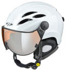 CP CURAKO Ski-Snowboardhelm mit Visier white shiny mit orange silver mirror Visier Unisex