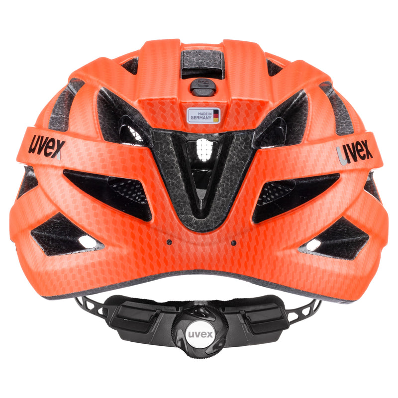 Uvex I-VO CC mit LED Licht Fahrradhelm carbon look orange mat mit Rücklicht Unisex Erwachsene