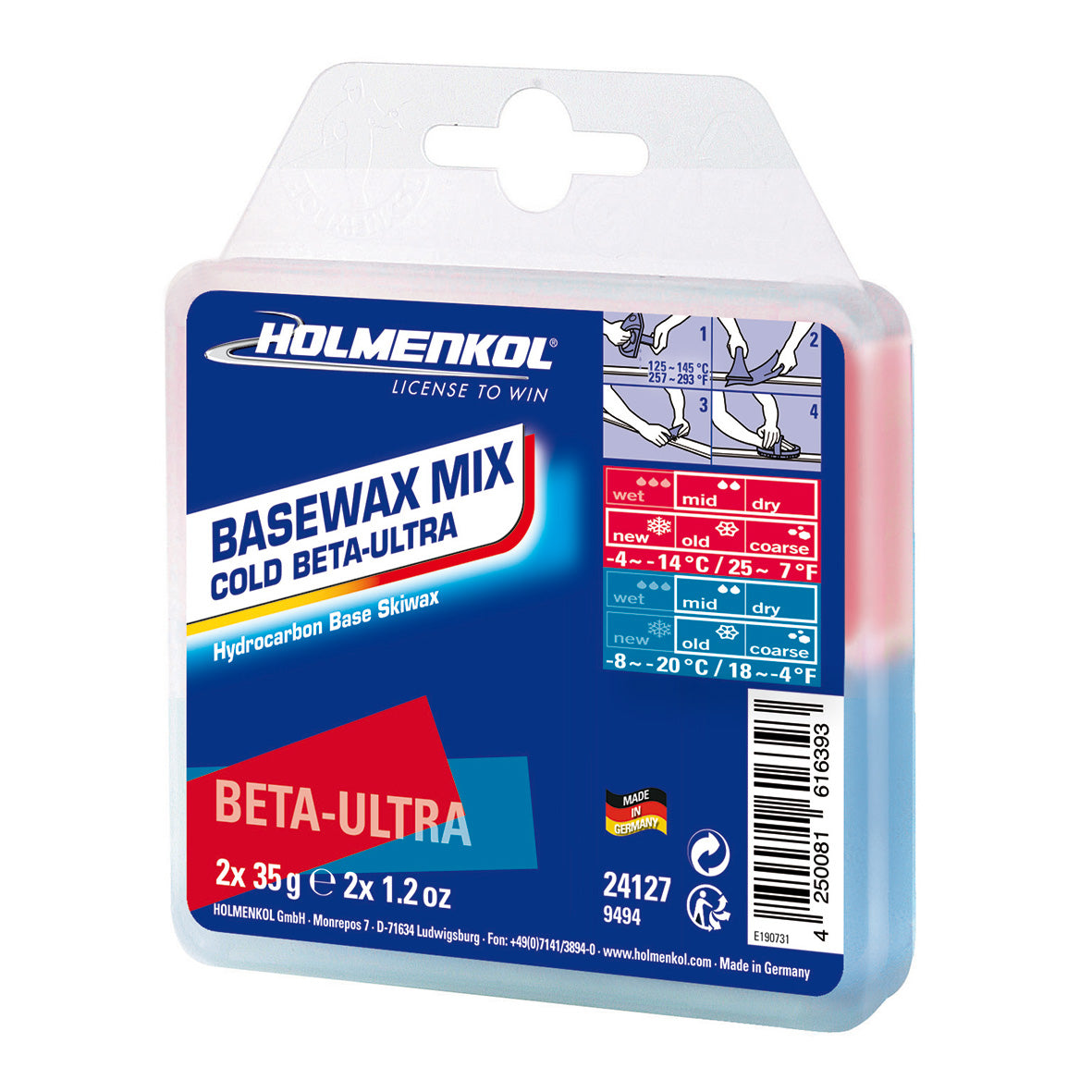 Holmenkol Base Wax 2x35g Alpha Beta Ultra Worldcup Natural Basiswachs