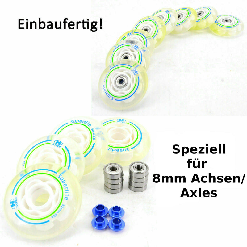 8er Set Hyper SUPERLITE PERFORMANCE Rollenset 82mm/82A ABEC9 + 8mm Spacer