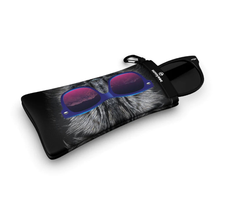 Sunnysoc BAD KITTY Etui Brille Sonnenbrille Handy Tasche Schutzhülle Beutel Sack mit Karabinerhaken