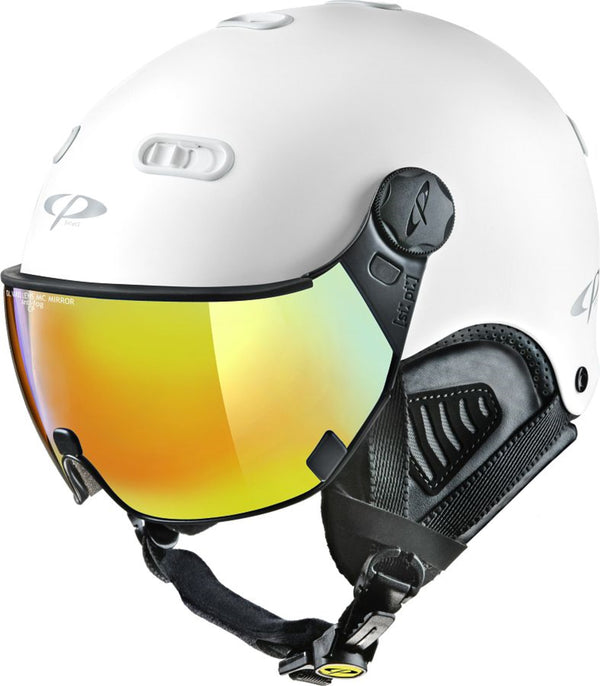 CP CARACHILLO Ski-Snowboardhelm mit Visier white s.t mit dl vario mc mirror Visier L (58-60 cm) Unisex