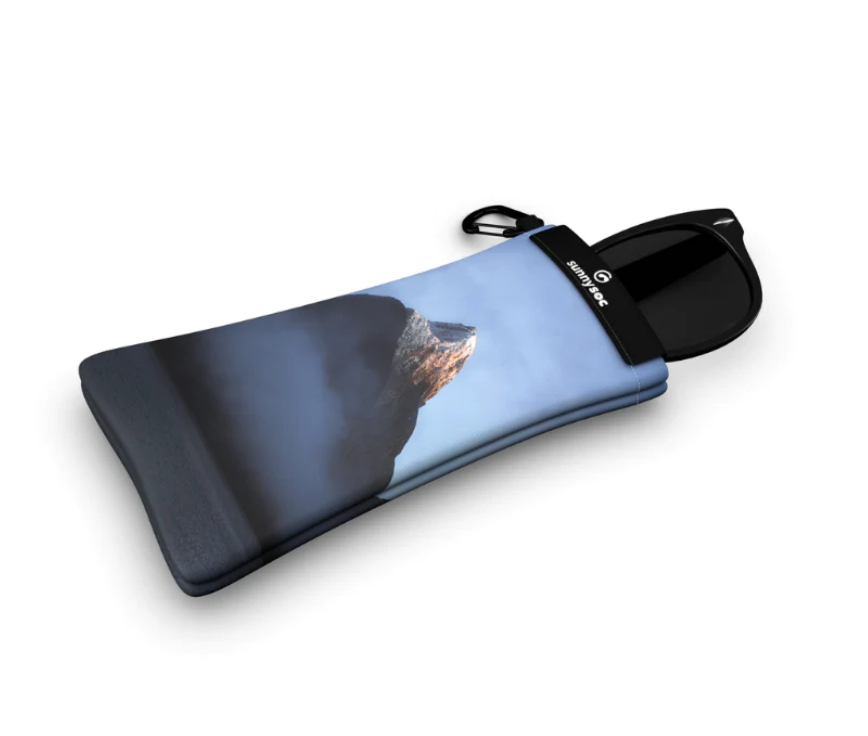 Sunnysoc MISTY MOUNTAIN Etui Brille Sonnenbrille Handy Tasche Schutzhülle Beutel Sack mit Karabinerhaken